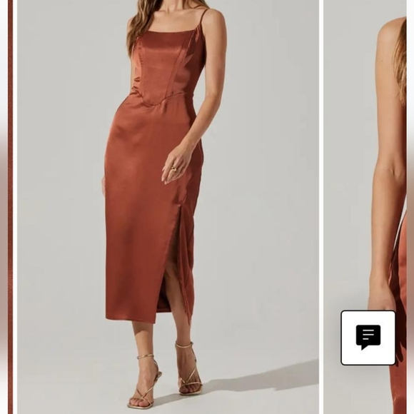 ASTR Long Copper Satin Dress - Picture 1 of 12